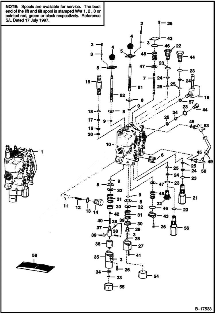 Схема запчастей Bobcat 700s - HYDRAULIC CONTROL VALVE HYDRAULIC SYSTEM