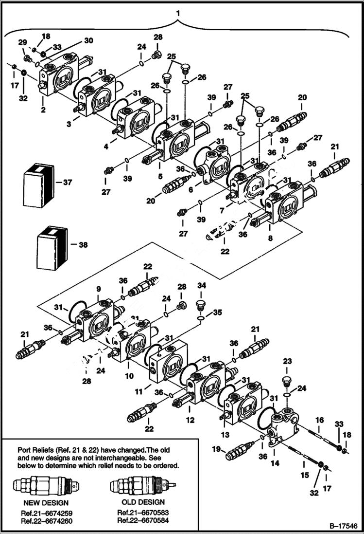 Схема запчастей Bobcat 320 - CONTROL VALVE ASSY. HYDRAULIC SYSTEM