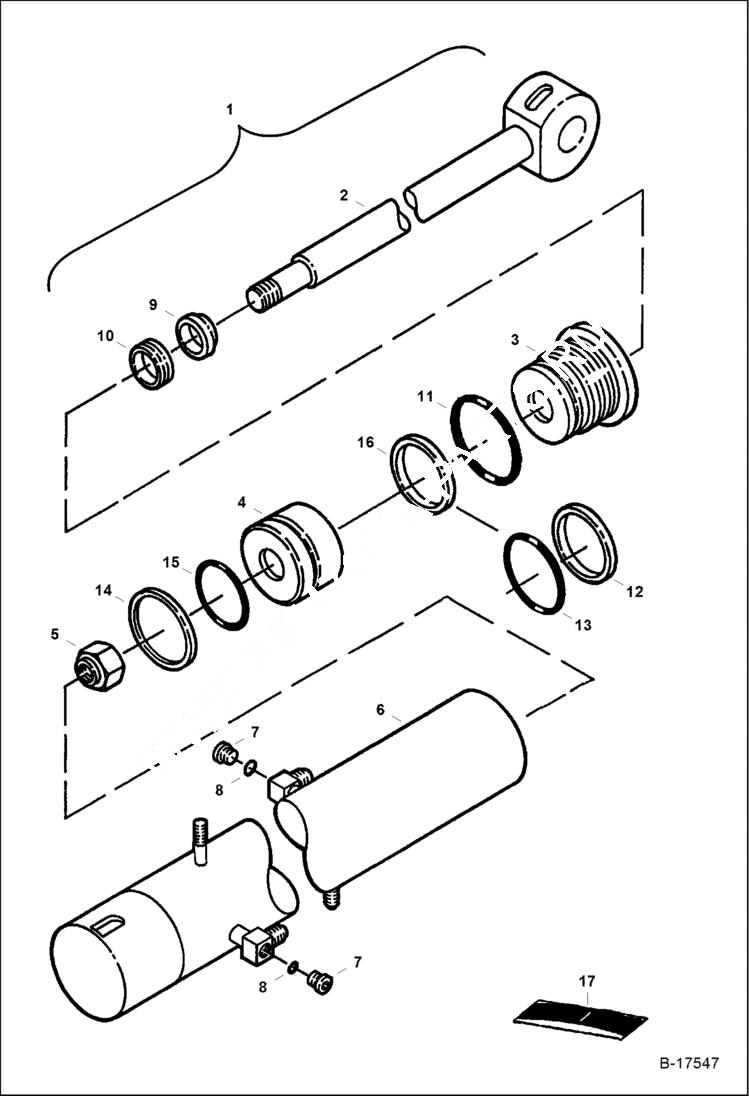 Схема запчастей Bobcat 320 - BLADE CYLINDER (S/N 562320001 & Above, 517811001 & Above) HYDRAULIC SYSTEM