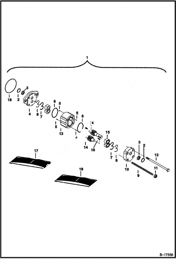 Схема запчастей Bobcat 900s - GEAR PUMP HYDROSTATIC SYSTEM