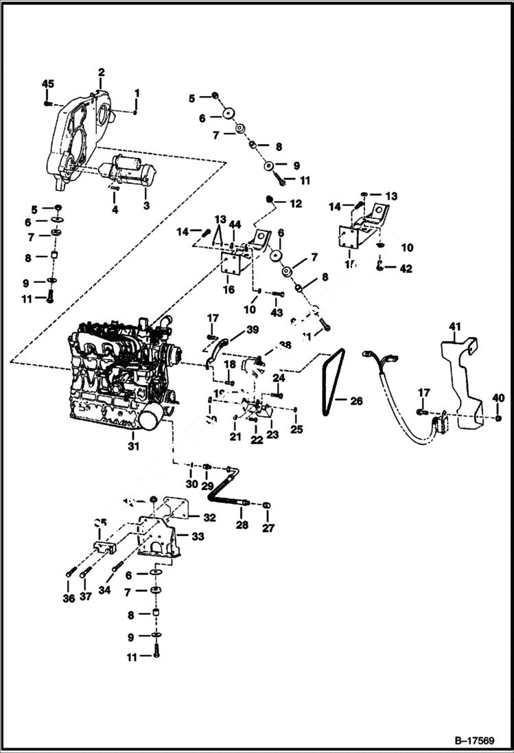 Схема запчастей Bobcat 700s - ENGINE & ATTACHING PARTS (Engine Mounts) POWER UNIT