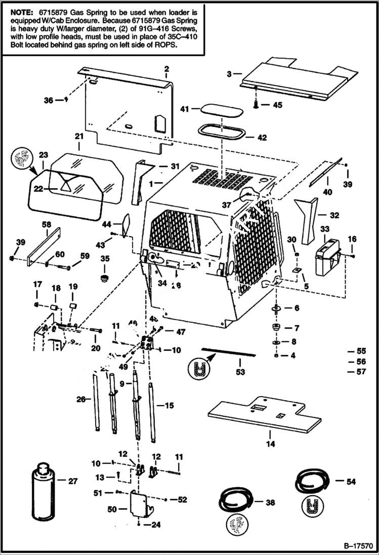 Схема запчастей Bobcat 900s - OPERATOR CAB MAIN FRAME