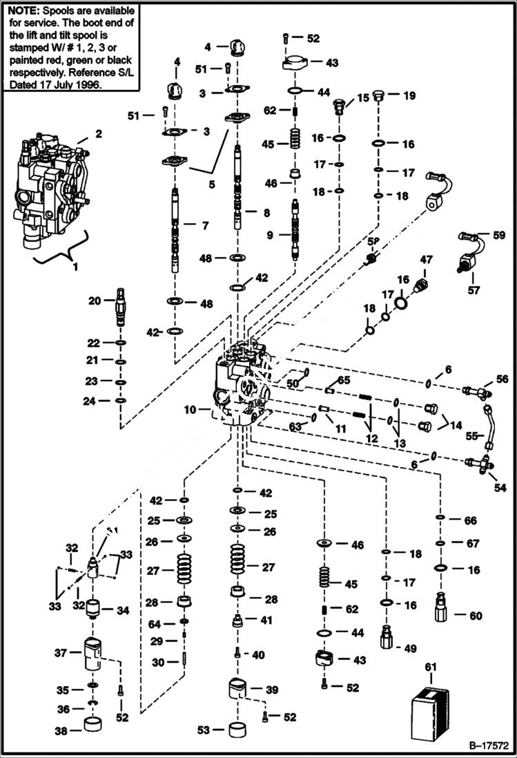 Схема запчастей Bobcat 900s - HYDRAULIC CONTROL VALVE (W/ BICS Control Valve) (S/N 562211686 & Below, 516511065 & Below) HYDRAULIC SYSTEM