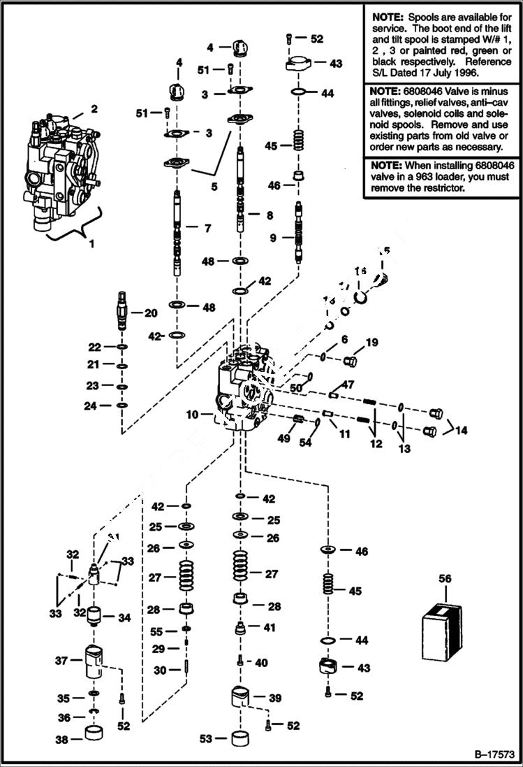 Схема запчастей Bobcat 600s - HYDRAULIC CONTROL VALVE (W/BICS Valve) (Service Valve) HYDRAULIC SYSTEM