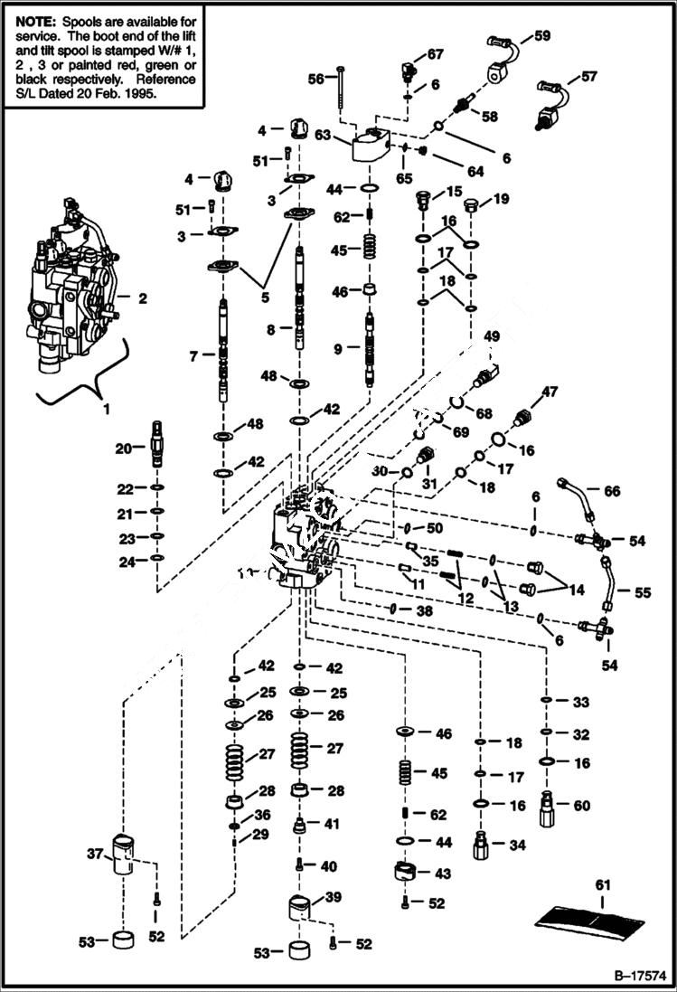 Схема запчастей Bobcat 900s - HYDRAULIC CONTROL VALVE (Advanced Hand Control System) (S/N 562211687 & Above, 516511066 & Above) HYDRAULIC SYSTEM