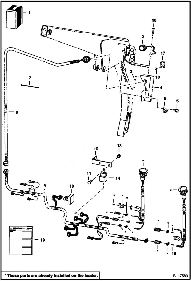 Схема запчастей Bobcat 900s - EUROPEAN ACCESSORIES (Attachment Harness Control) (AHC Only) ACCESSORIES & OPTIONS