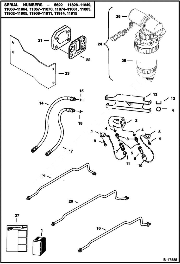 Схема запчастей Bobcat 900s - FRONT AUXILIARY KIT (953 Style Couplers) ACCESSORIES & OPTIONS