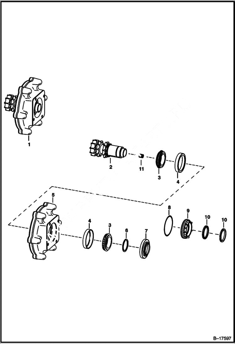 Схема запчастей Bobcat 700s - MOTOR CARRIER (Drive Motor Mount Assy.) DRIVE TRAIN