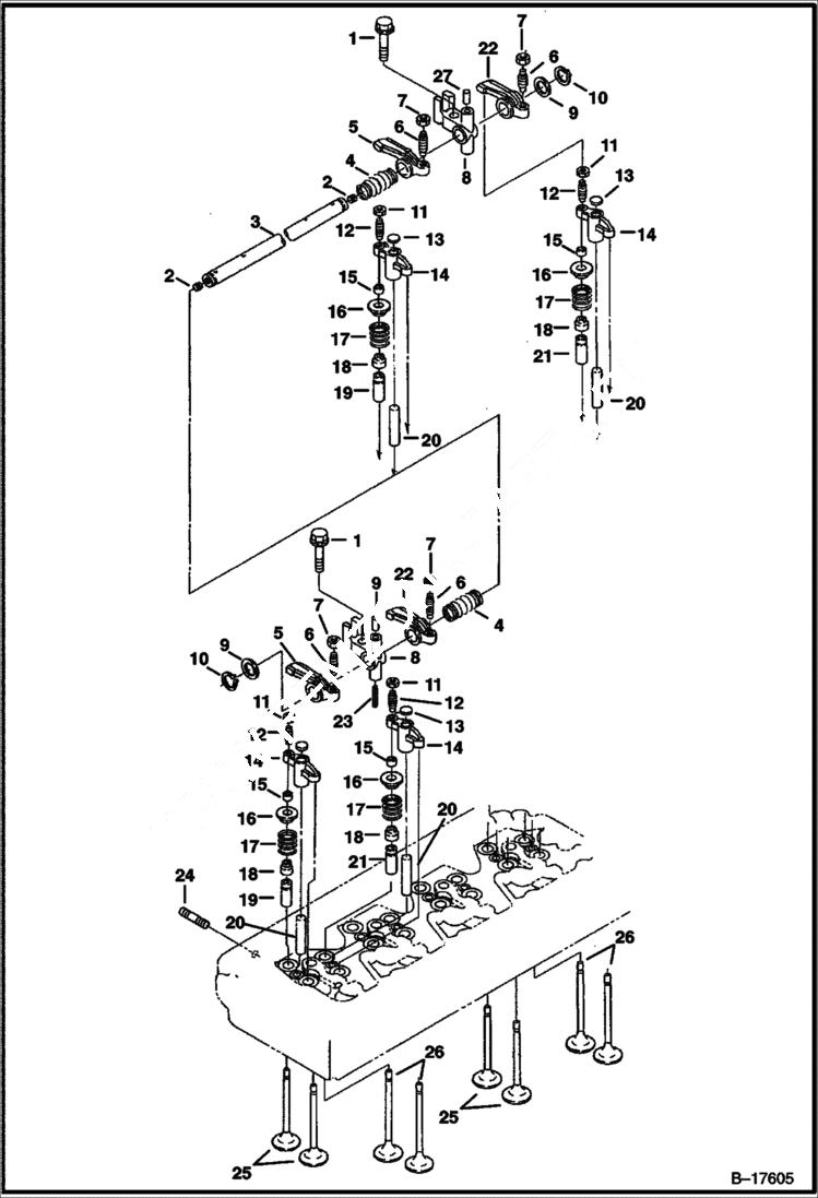 Схема запчастей Bobcat T-Series - CYLINDER HEAD (S/N 5219 & 5220) (V3300 DI T Kubota) (Tier I) POWER UNIT