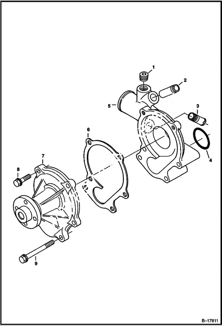 Схема запчастей Bobcat S-Series - WATER PUMP (S/N 5213, 5214, 5215, 5216) (V3300 DI T Kubota) (Tier I) POWER UNIT