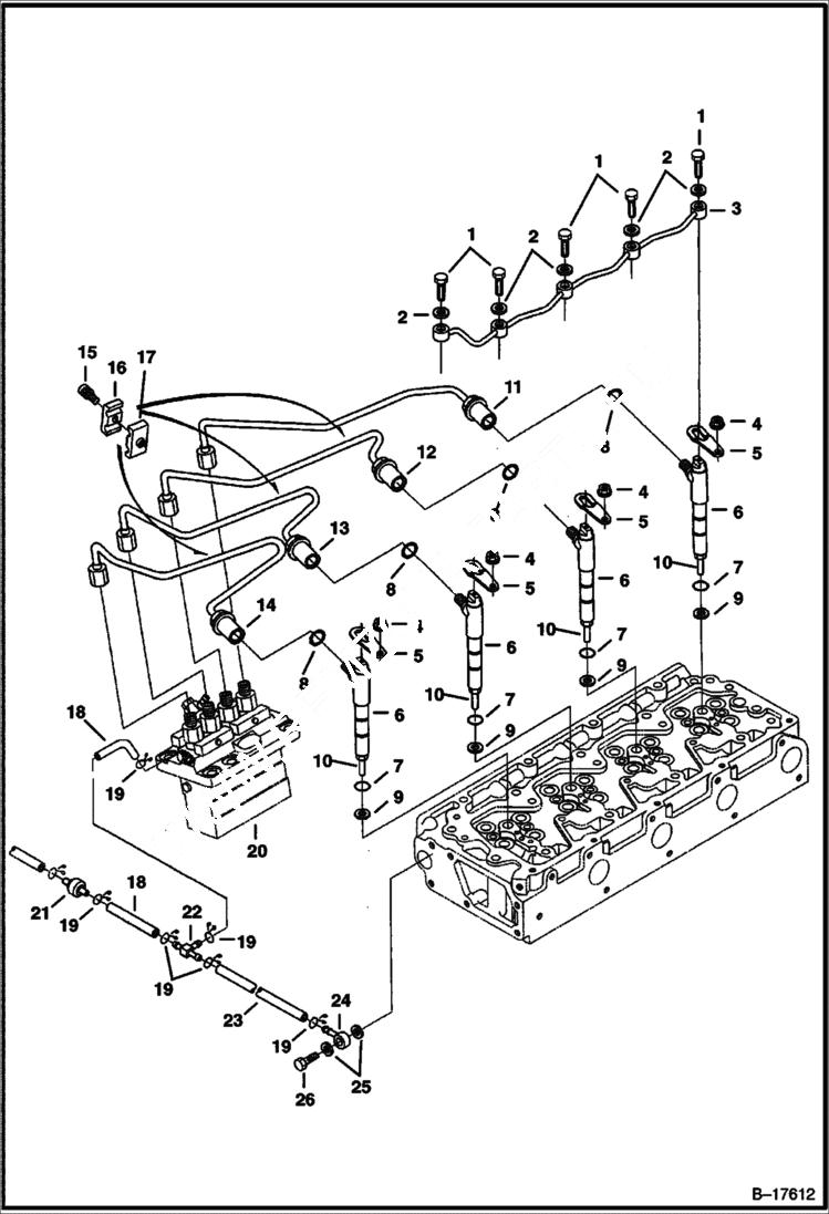 Схема запчастей Bobcat S-Series - FUEL INJECTION SYSTEM (S/N 5232 & 5233) (V3300 DI T Kubota) (Tier I) POWER UNIT