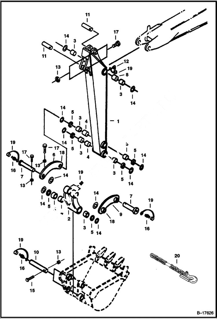 Схема запчастей Bobcat 220 - ARM & BUCKET LINK WORK EQUIPMENT