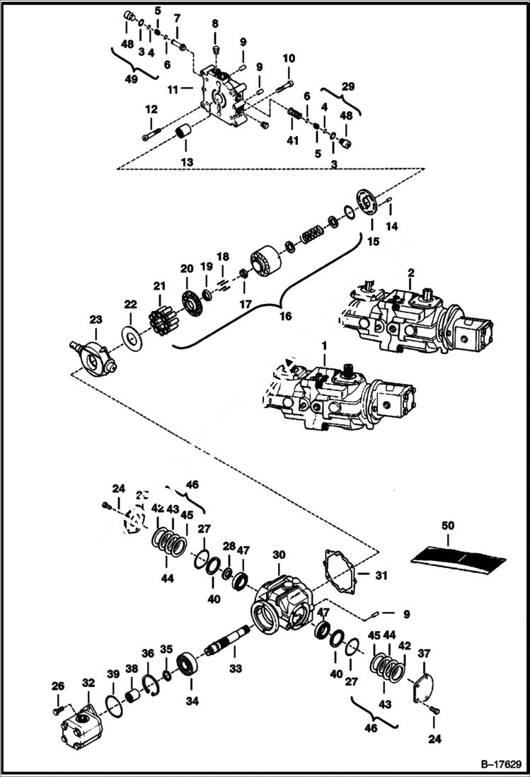 Схема запчастей Bobcat 700s - HYDROSTATIC PUMP (Model M91-35911 & 35916) HYDROSTATIC SYSTEM