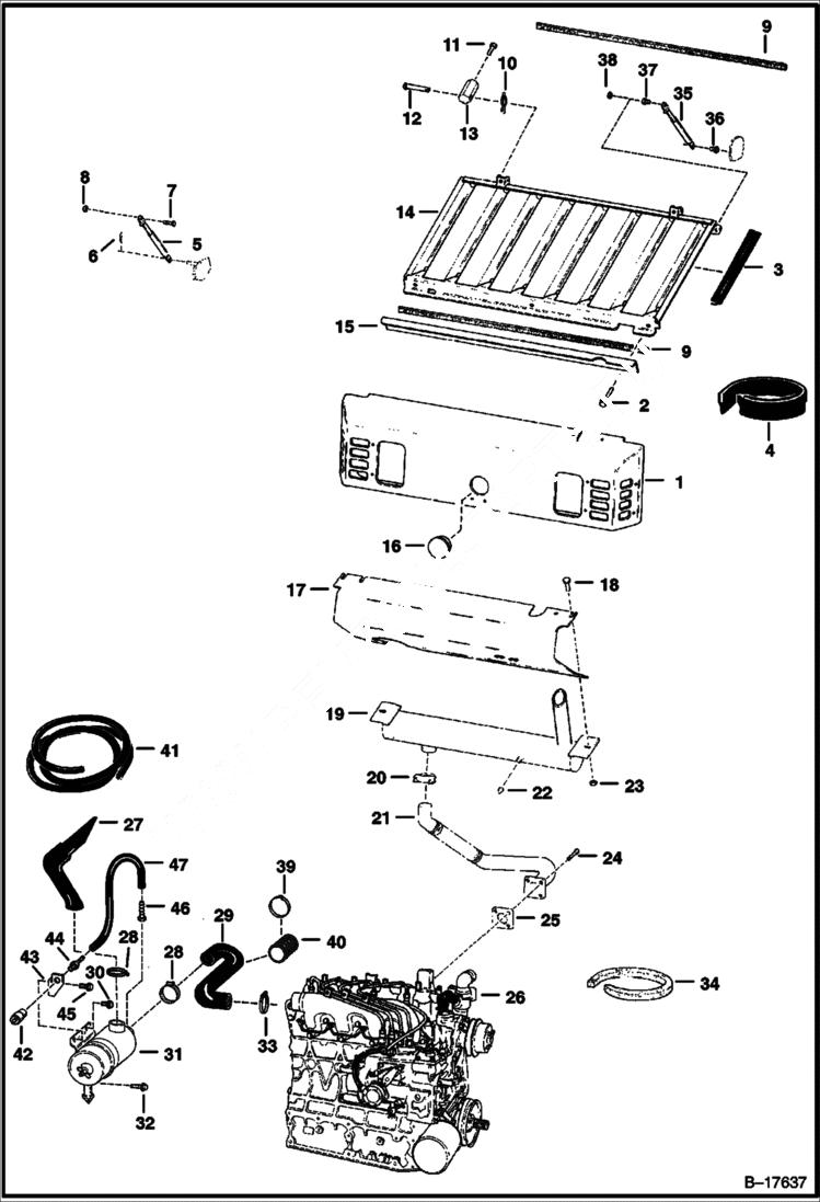 Схема запчастей Bobcat 700s - ENGINE & ATTACHING PARTS (Air Cleaner, Muffler & Grill) (S/N 5096 11619 & Above) POWER UNIT