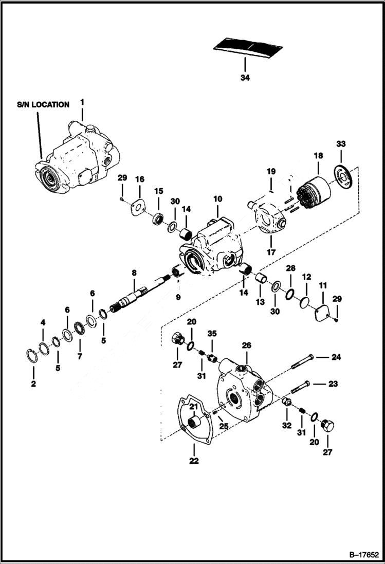 Схема запчастей Bobcat 400s - HYDROSTATIC PUMP (Gear Pump End) (S/N 5617-11933 & Above, S/N 5620-11284 & Above) HYDROSTATIC SYSTEM