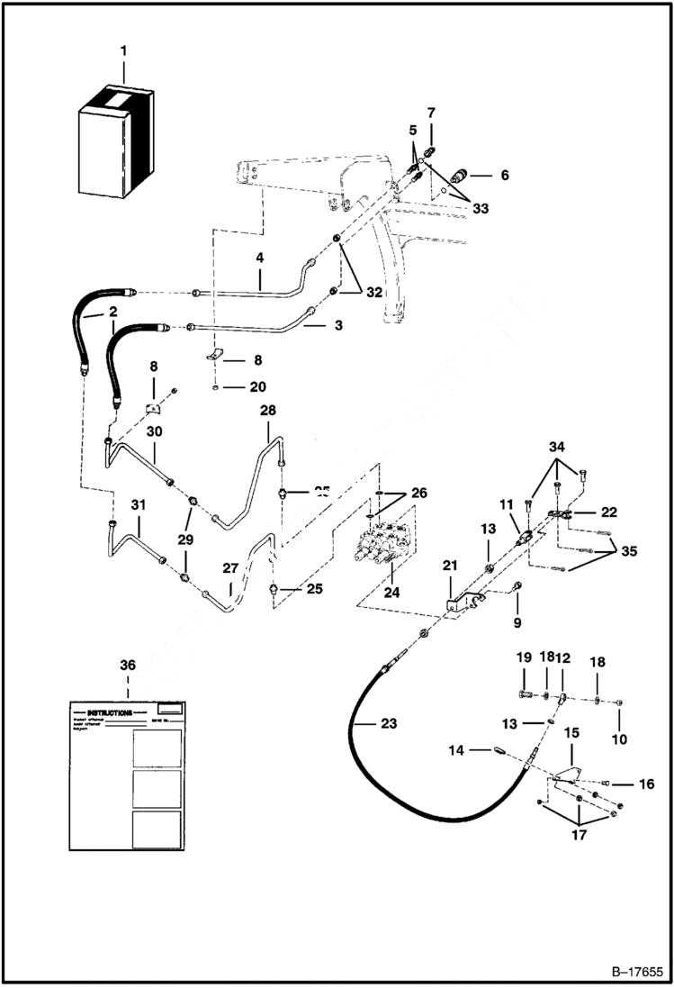 Схема запчастей Bobcat 400s - AUXILIARY HYDRAULIC KIT (For Flush Face Style Couplers) ACCESSORIES & OPTIONS