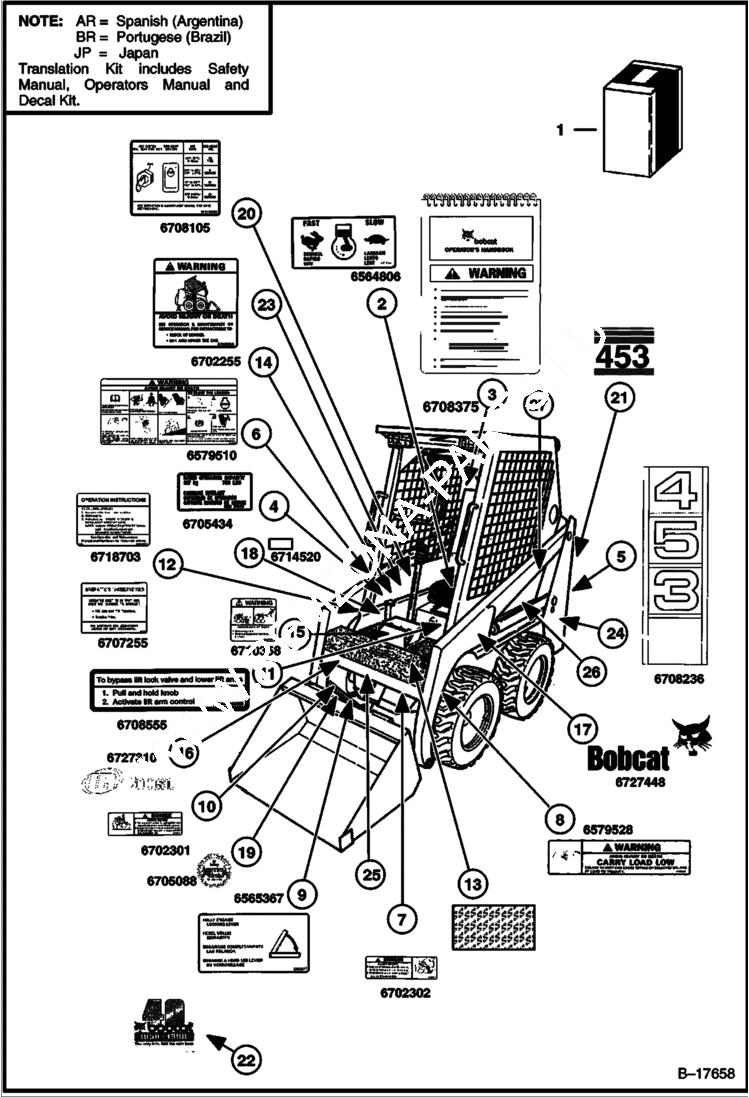 Схема запчастей Bobcat 400s - DECALS ACCESSORIES & OPTIONS