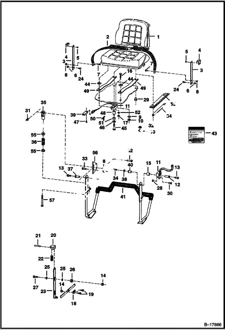 Схема запчастей Bobcat 500s - SEAT & SEAT BAR MAIN FRAME