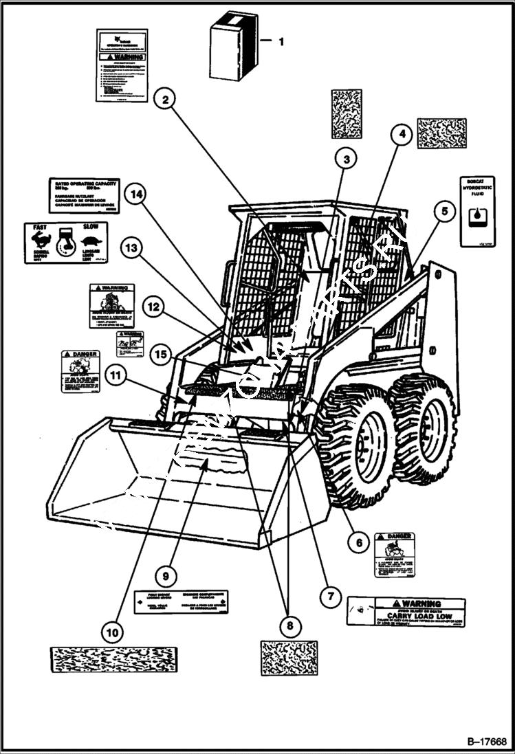 Схема запчастей Bobcat 500s - DECALS ACCESSORIES & OPTIONS