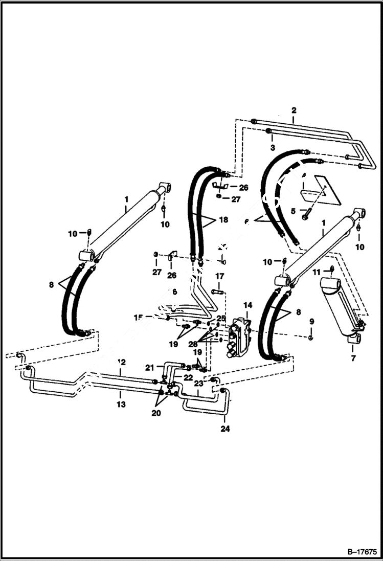 Схема запчастей Bobcat 500s - HYDRAULIC CIRCUITRY (S/N 12999 & Below) HYDRAULIC SYSTEM