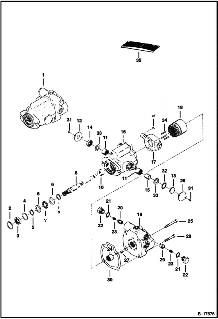 Схема запчастей Bobcat 500s - HYDROSTATIC PUMP (Front) HYDROSTATIC SYSTEM