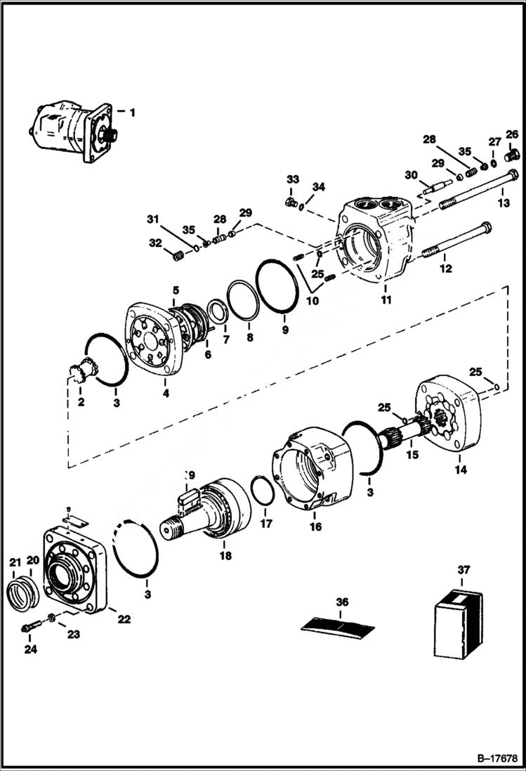 Схема запчастей Bobcat 600s - HYDROSTATIC MOTOR (Motor Model 109-1052-005 & Below) HYDROSTATIC SYSTEM