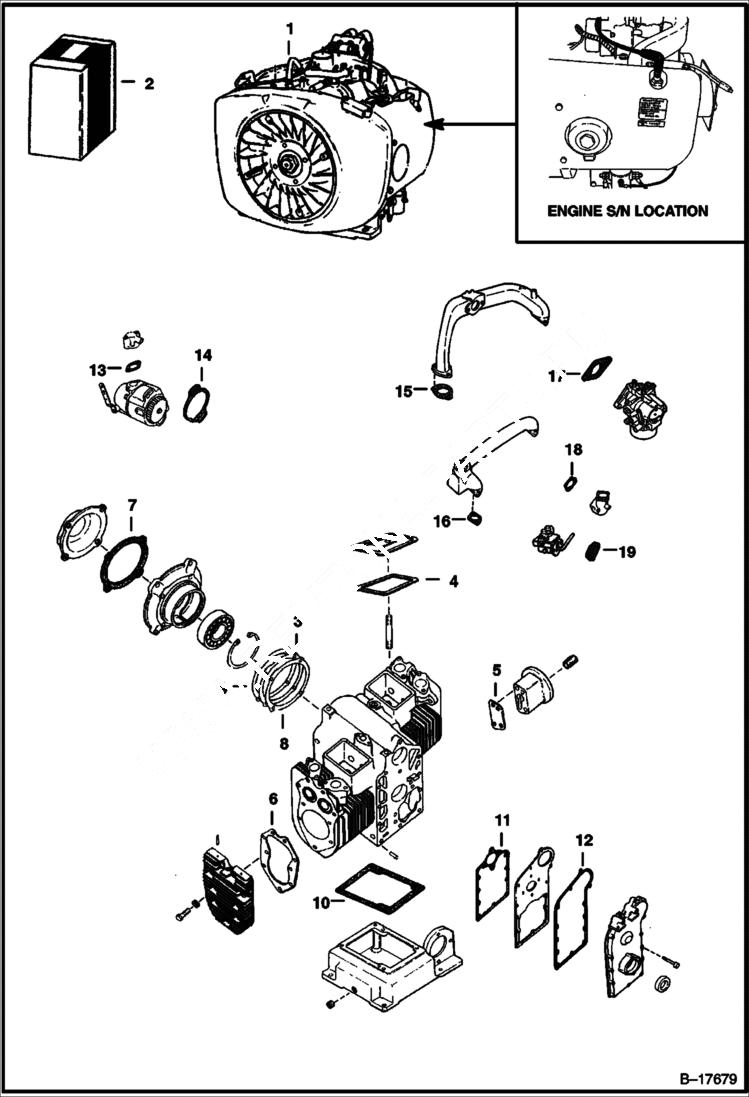 Схема запчастей Bobcat 500s - ENGINE POWER UNIT