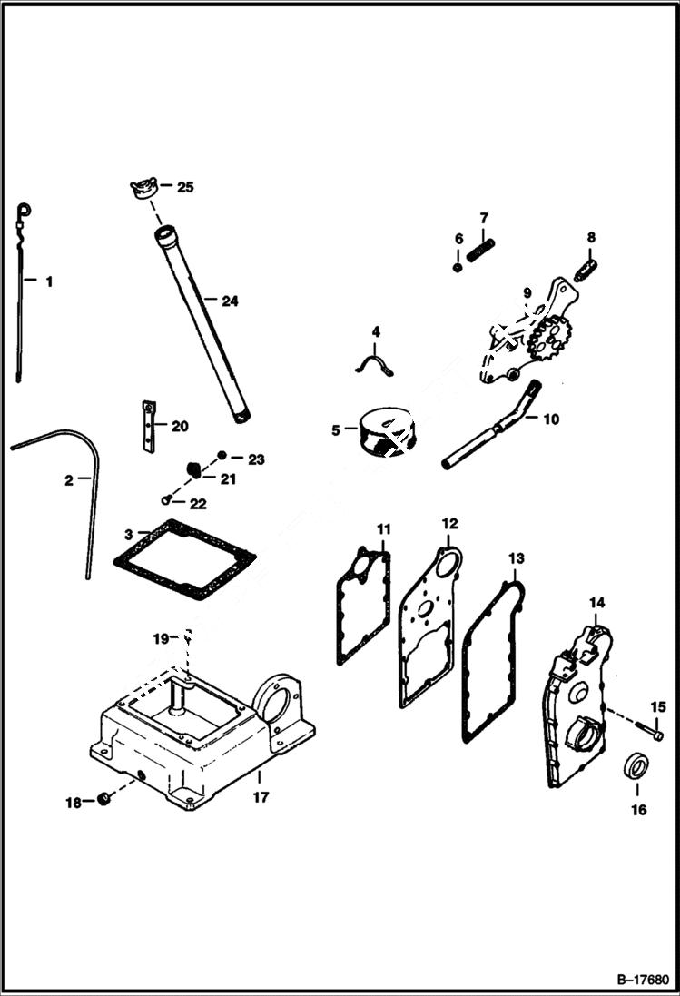 Схема запчастей Bobcat 500s - OIL PAN & GEAR COVER POWER UNIT