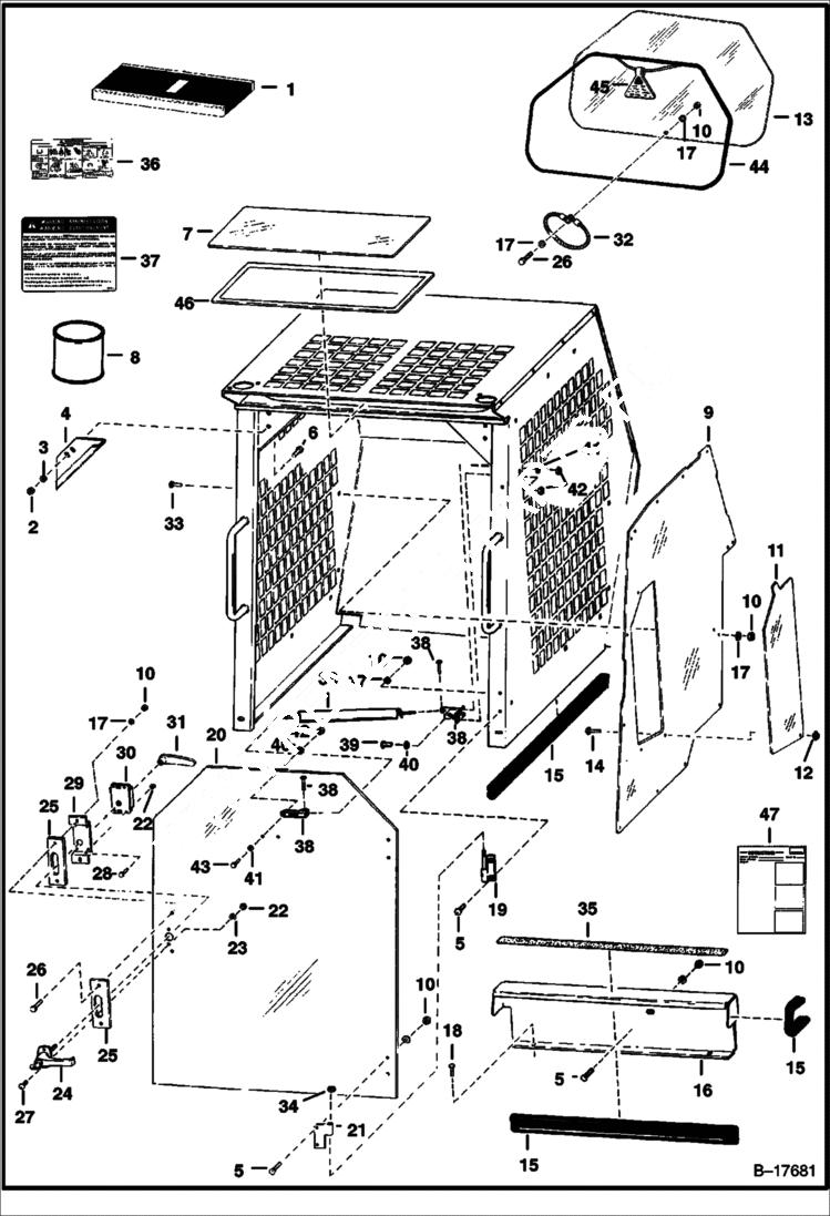 Схема запчастей Bobcat 500s - CAB ENCLOSURE (S/N 19999 & Below) ACCESSORIES & OPTIONS