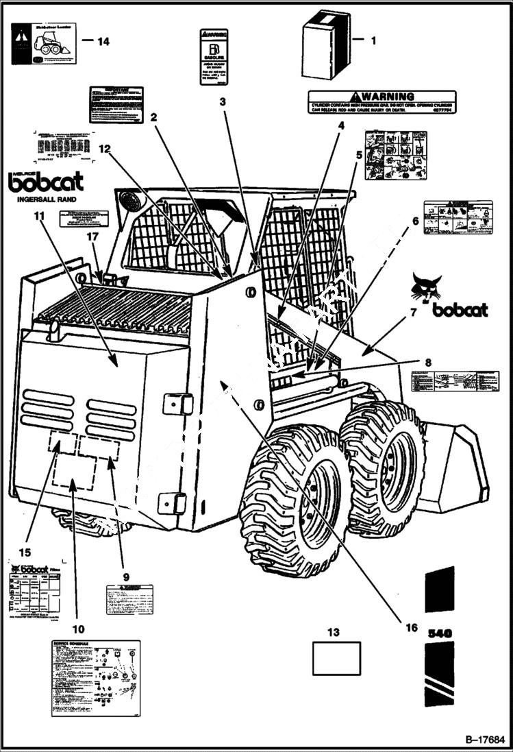 Схема запчастей Bobcat 500s - DECALS ACCESSORIES & OPTIONS