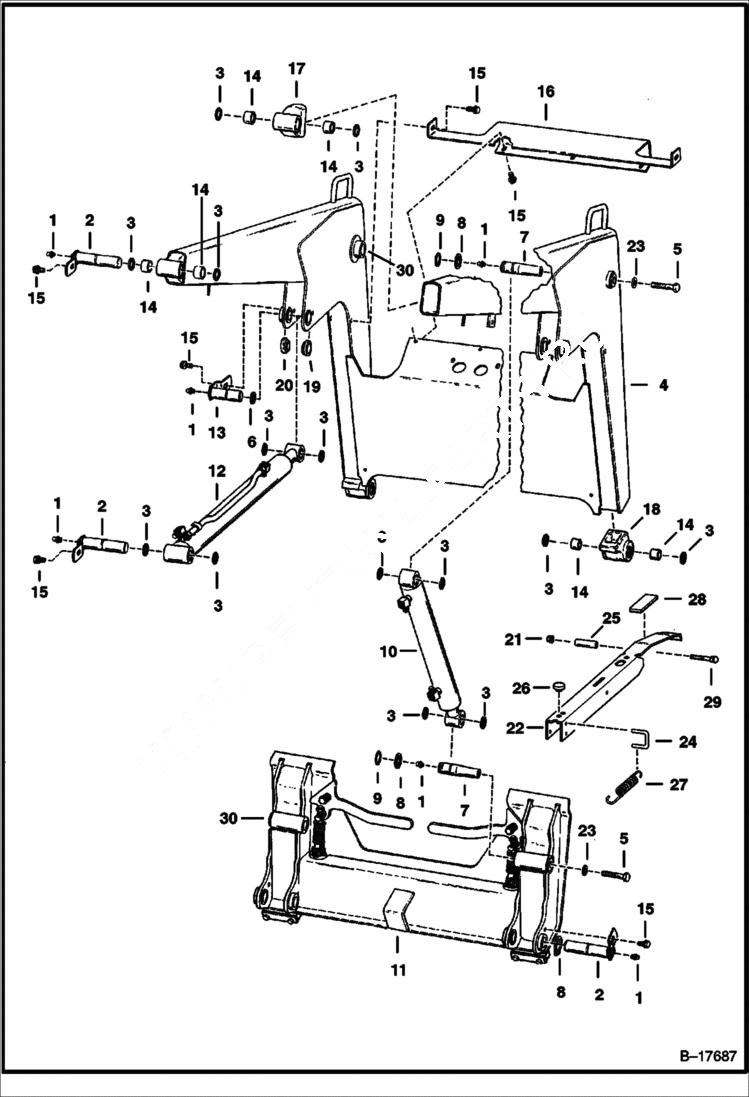 Схема запчастей Bobcat 900s - LIFT ARMS & BOB-TACH MAIN FRAME