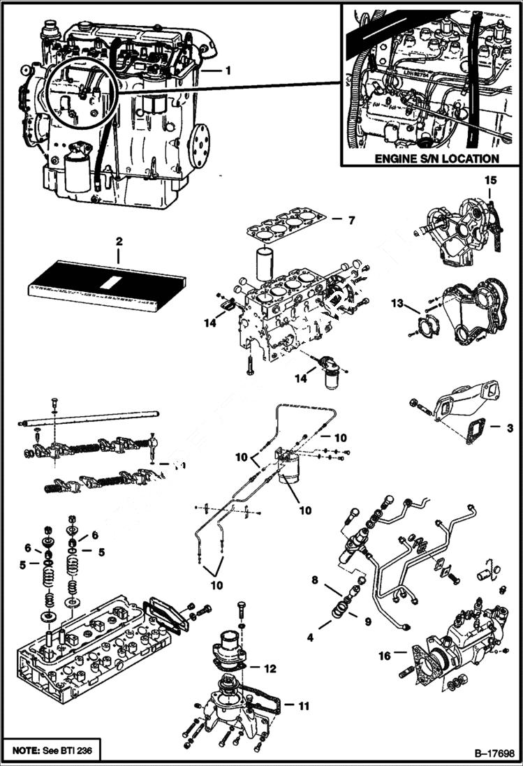 Схема запчастей Bobcat 900s - ENGINE & GASKET KIT POWER UNIT