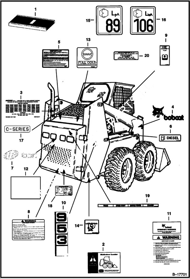 Схема запчастей Bobcat 900s - DECALS ACCESSORIES & OPTIONS