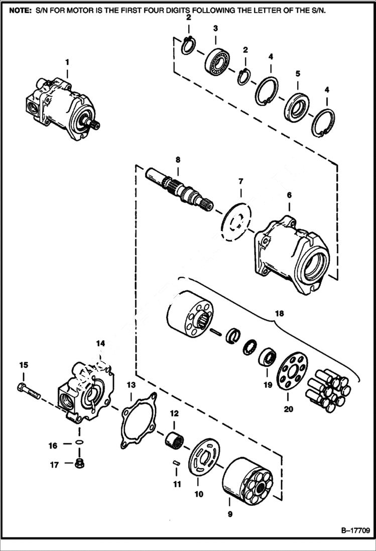 Схема запчастей Bobcat 900s - HYDROSTATIC MOTOR HYDROSTATIC SYSTEM