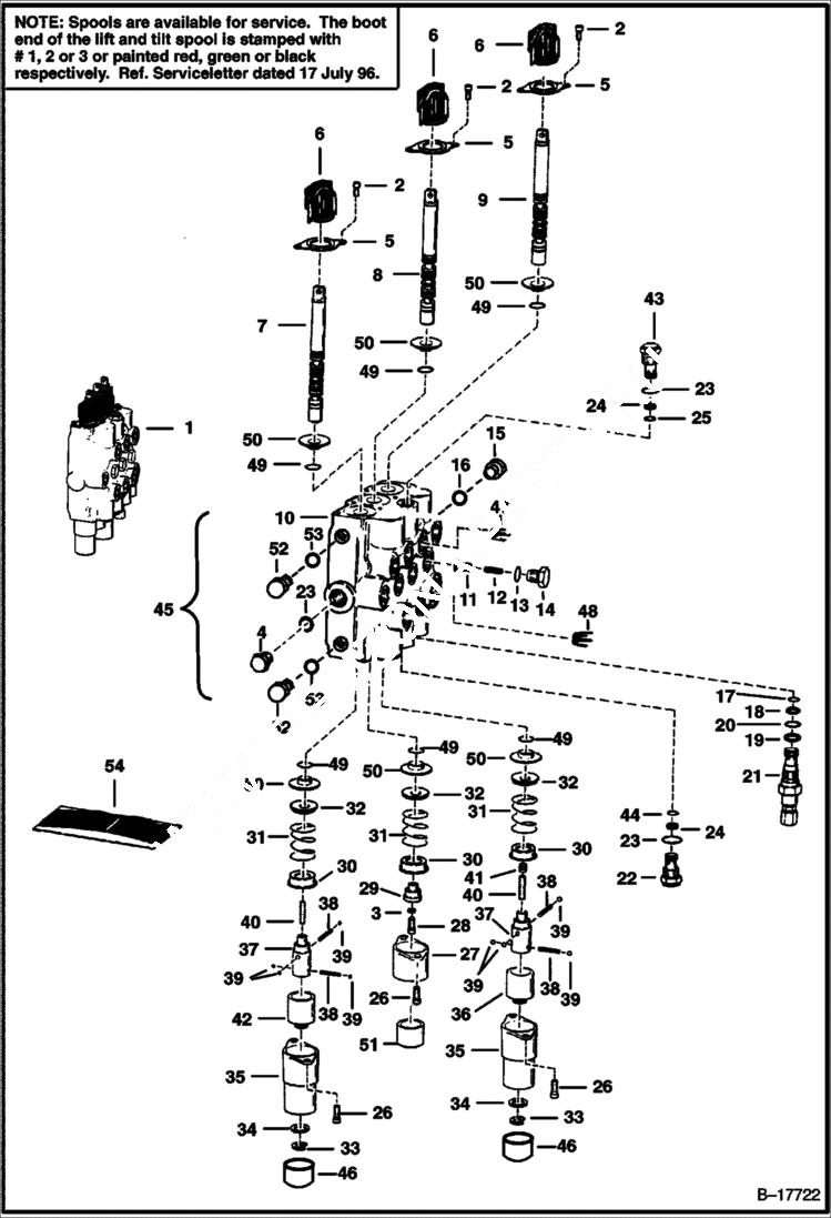 Схема запчастей Bobcat 500s - HYDRAULIC CONTROL VALVE HYDRAULIC SYSTEM