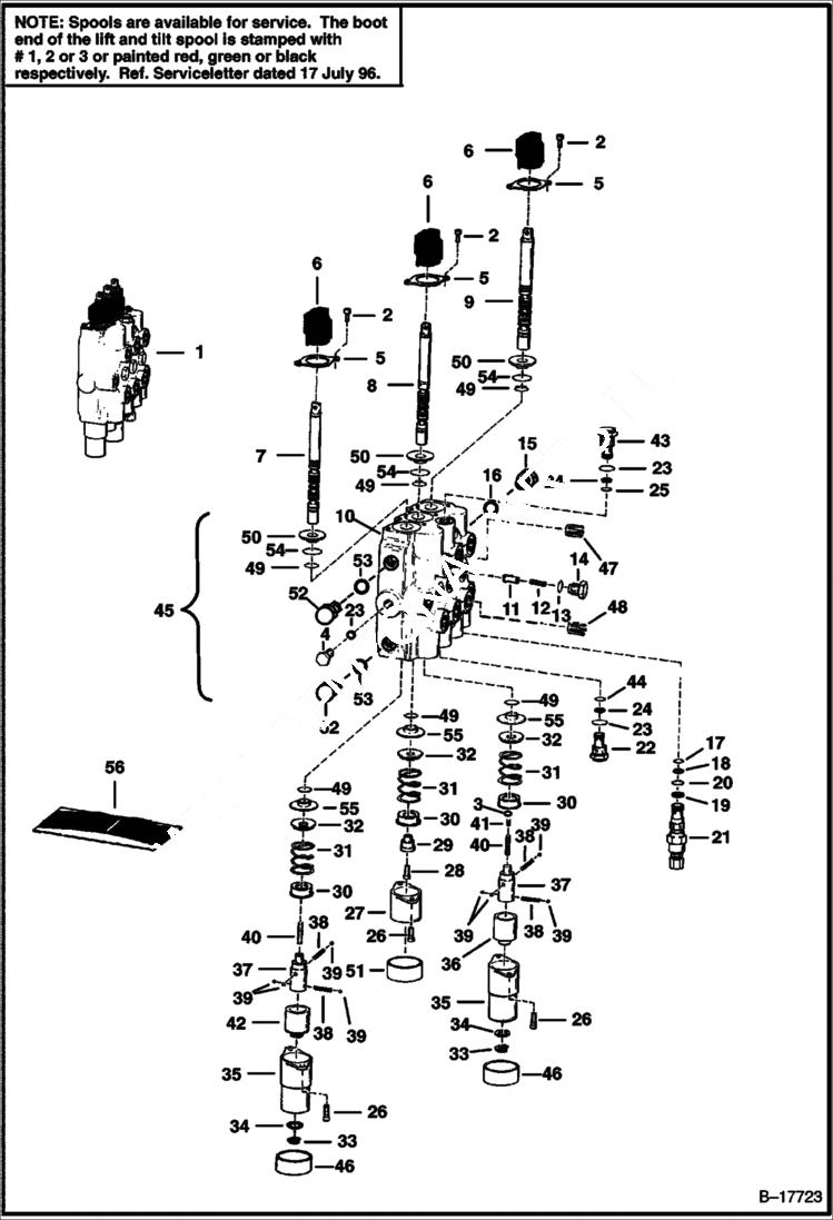 Схема запчастей Bobcat 500s - HYDRAULIC CONTROL VALVE HYDRAULIC SYSTEM