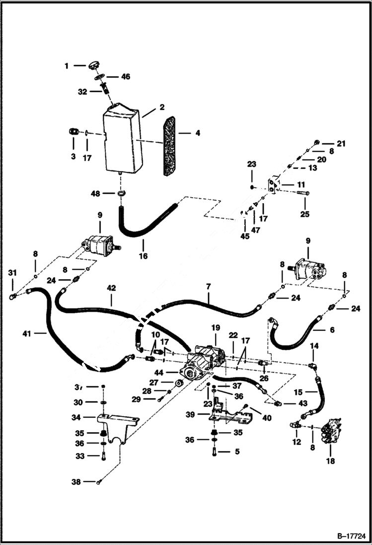 Схема запчастей Bobcat 500s - HYDROSTATIC CIRCUITRY HYDROSTATIC SYSTEM