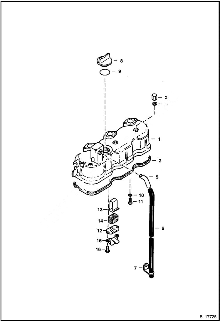 Схема запчастей Bobcat 500s - ROCKER ARM COVER POWER UNIT