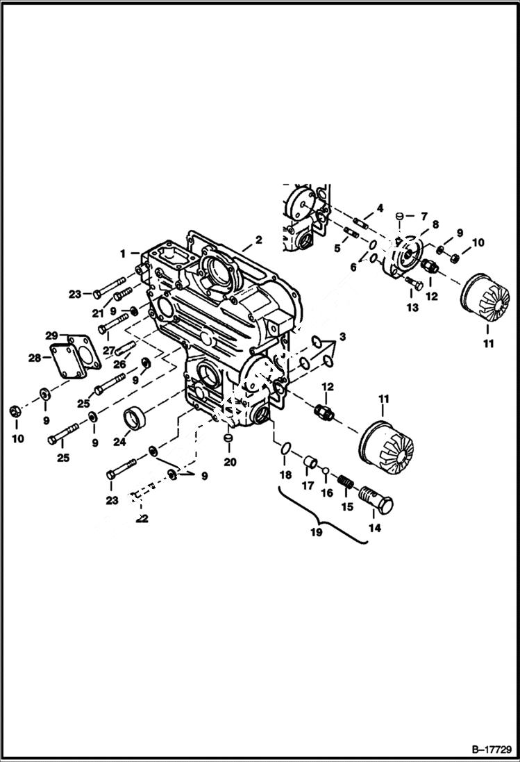 Схема запчастей Bobcat 500s - GEARCASE POWER UNIT