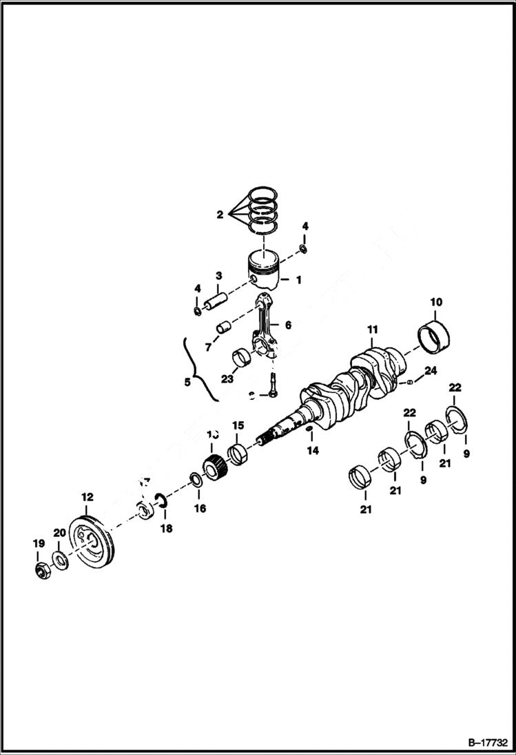 Схема запчастей Bobcat 500s - PISTON & CRANKSHAFT POWER UNIT