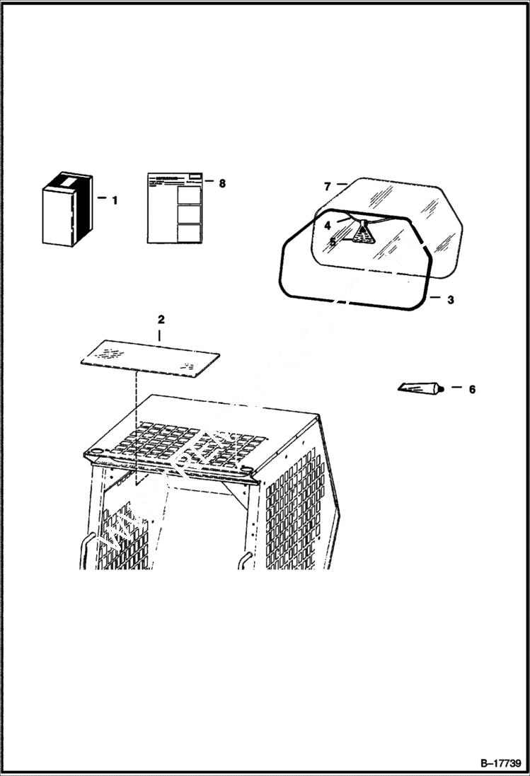 Схема запчастей Bobcat 500s - CAB WINDOW KIT (Rear) ACCESSORIES & OPTIONS