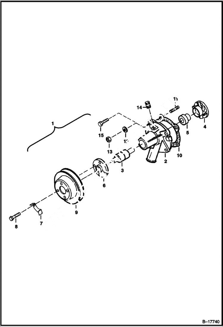 Схема запчастей Bobcat 500s - WATER PUMP POWER UNIT