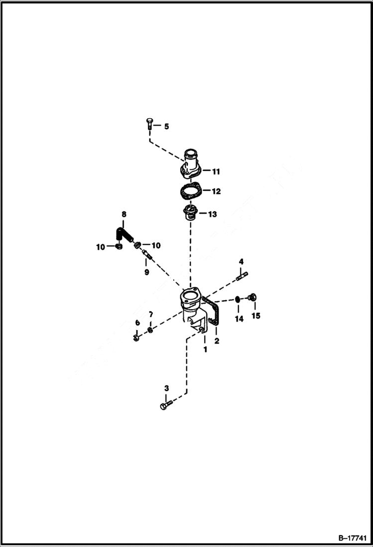 Схема запчастей Bobcat 500s - WATER FLANGE & THERMOSTAT POWER UNIT