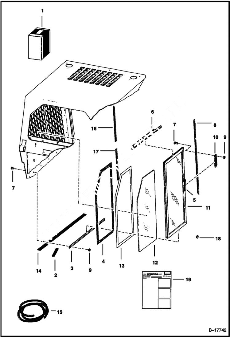 Схема запчастей Bobcat 800s - CAB WINDOWS ACCESSORIES & OPTIONS