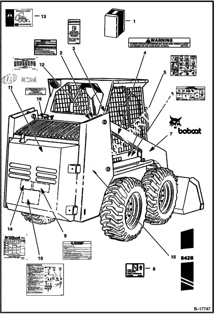 Схема запчастей Bobcat 500s - DECALS ACCESSORIES & OPTIONS