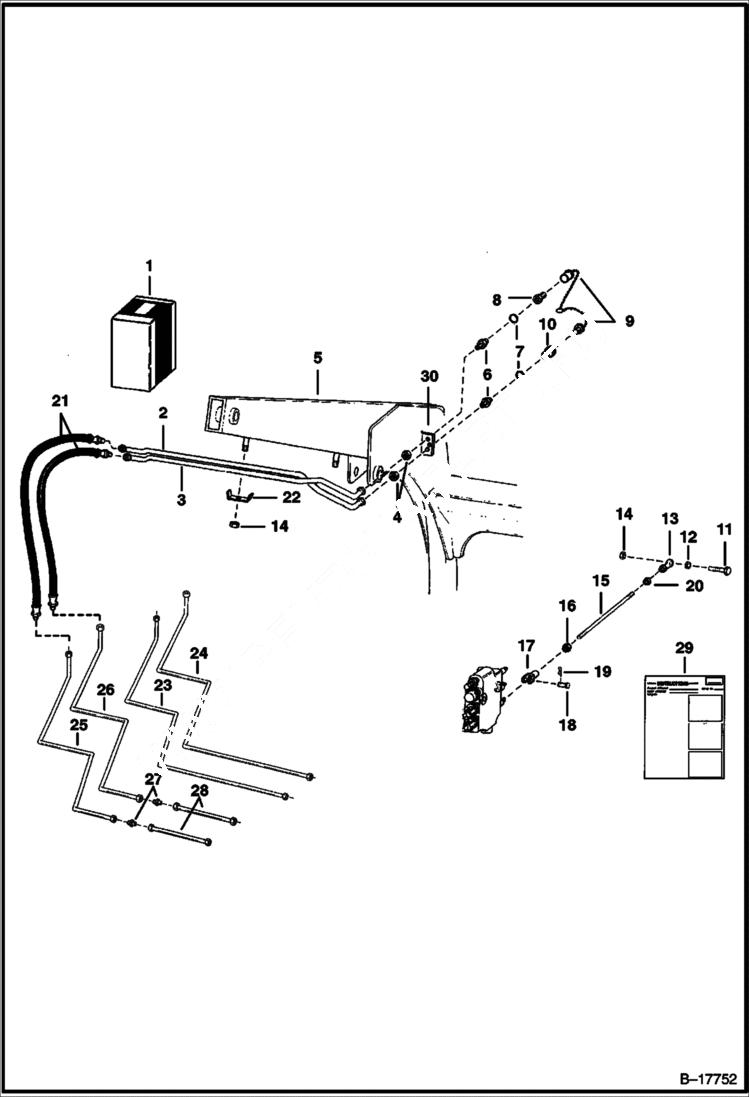 Схема запчастей Bobcat 500s - AUXILIARY HYDRAULICS KIT (S/N 513012128 & Below, S/N 513031001 - 513032305) ACCESSORIES & OPTIONS