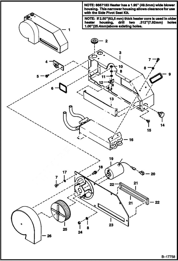 Схема запчастей Bobcat 500s - HEATER (Fresh Air) ACCESSORIES & OPTIONS