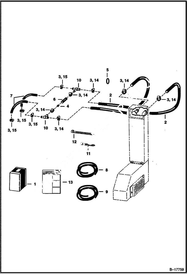 Схема запчастей Bobcat 500s - HEATER PLUMBING KIT (Fresh Air) ACCESSORIES & OPTIONS