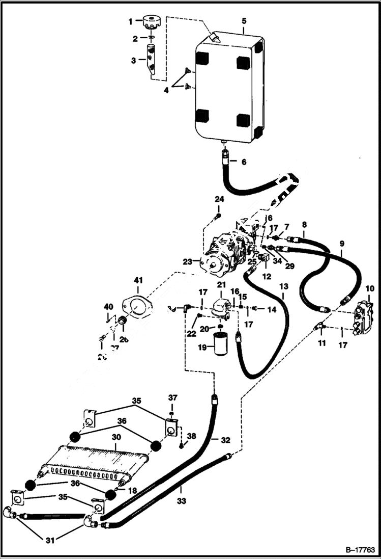 Схема запчастей Bobcat 500s - HYDROSTATIC PUMP CIRCUITRY HYDROSTATIC SYSTEM