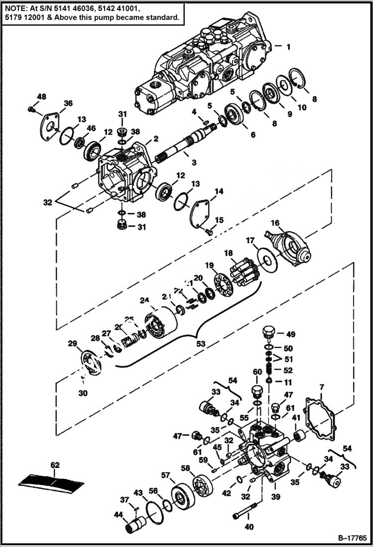 Схема запчастей Bobcat 800s - HYDROSTATIC PUMP (Left Half) HYDROSTATIC SYSTEM